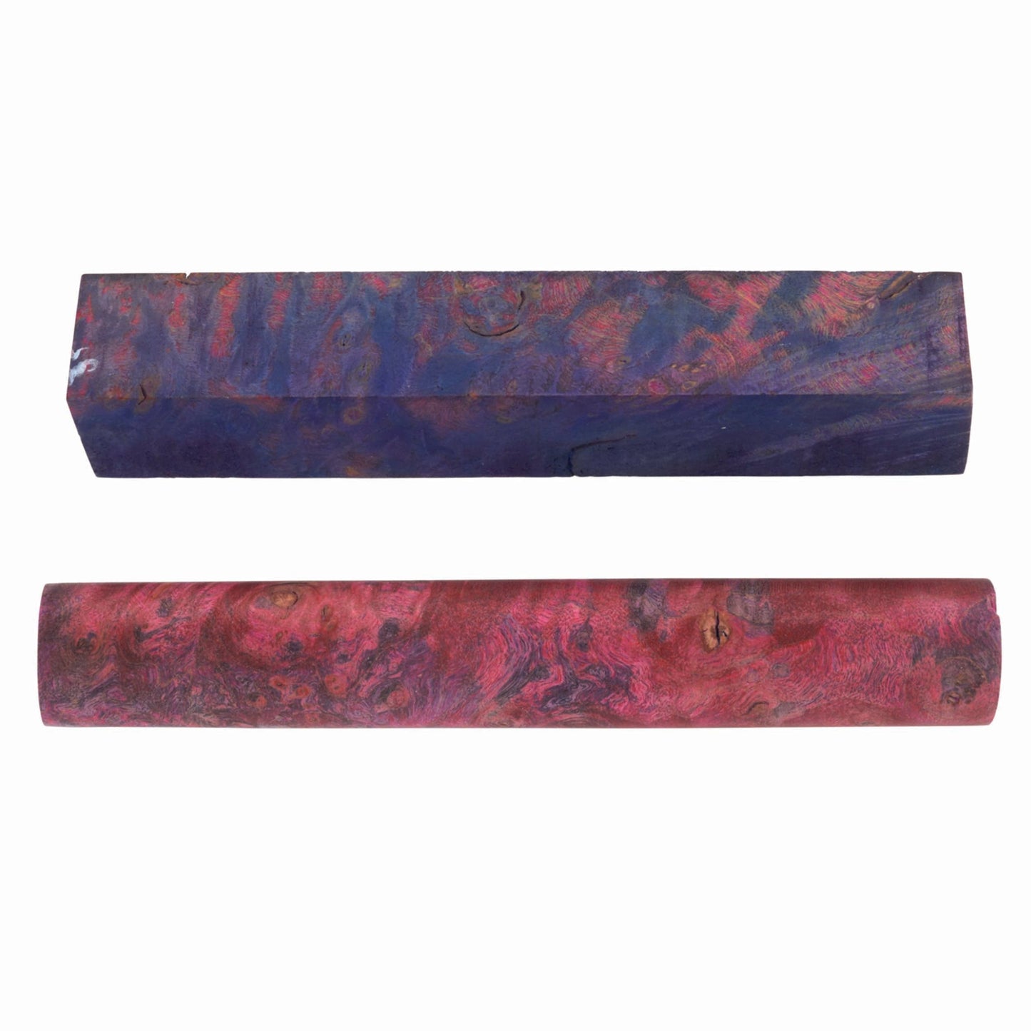 Stabilized & Double Dyed Maple Burl Pen Blank - 3/4 x 3/4 x 5