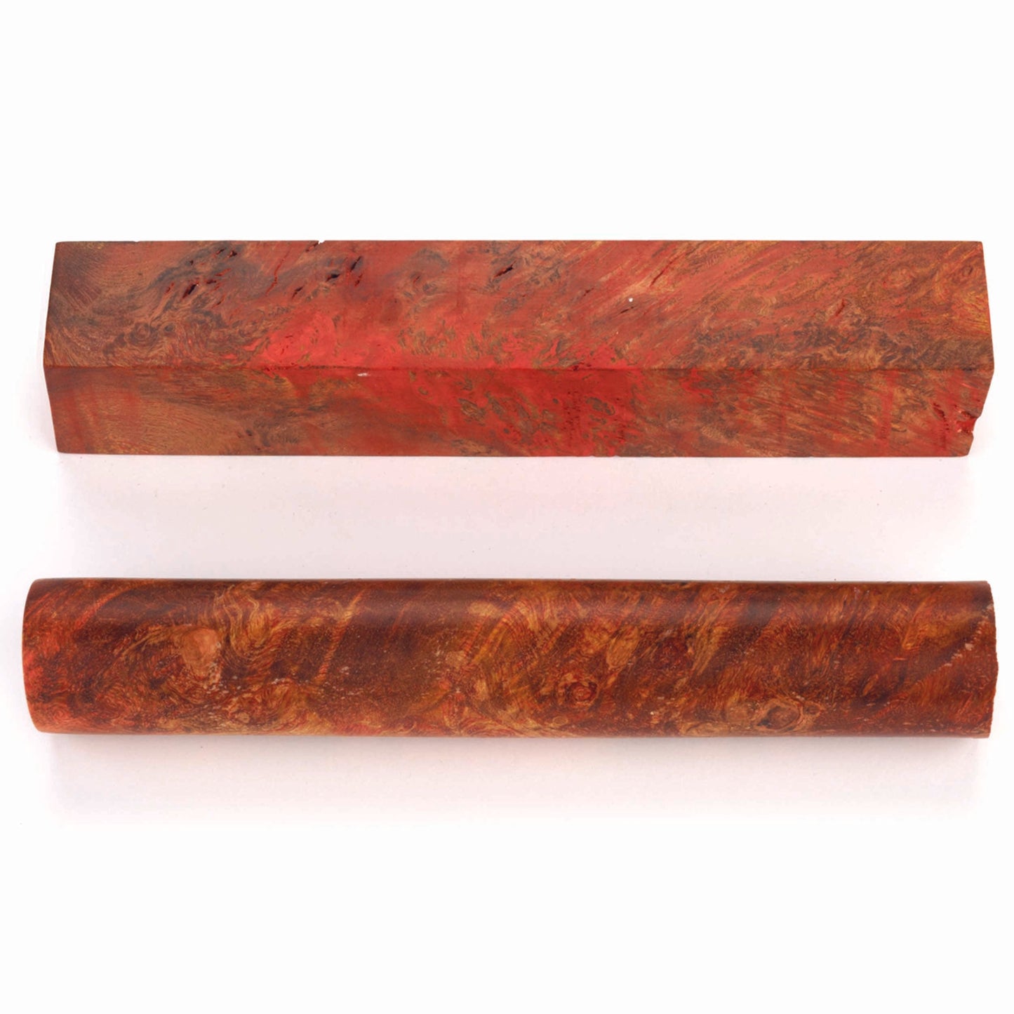 Stabilized & Double Dyed Maple Burl Pen Blank - 3/4 x 3/4 x 5
