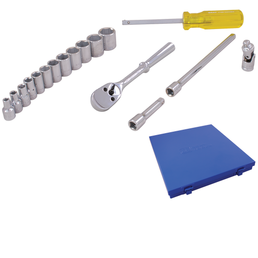 1/4 Dr. 17 Piece 6 Point Standard Metric Socket Set