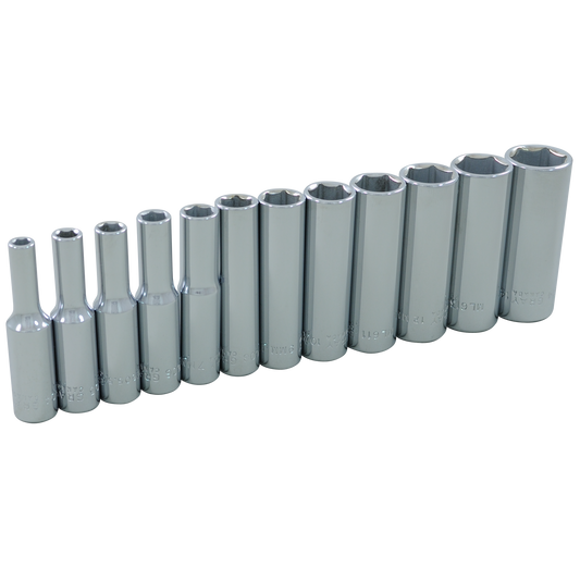 1/4 Dr. 12 Piece 6 Point Deep Metric Socket Set